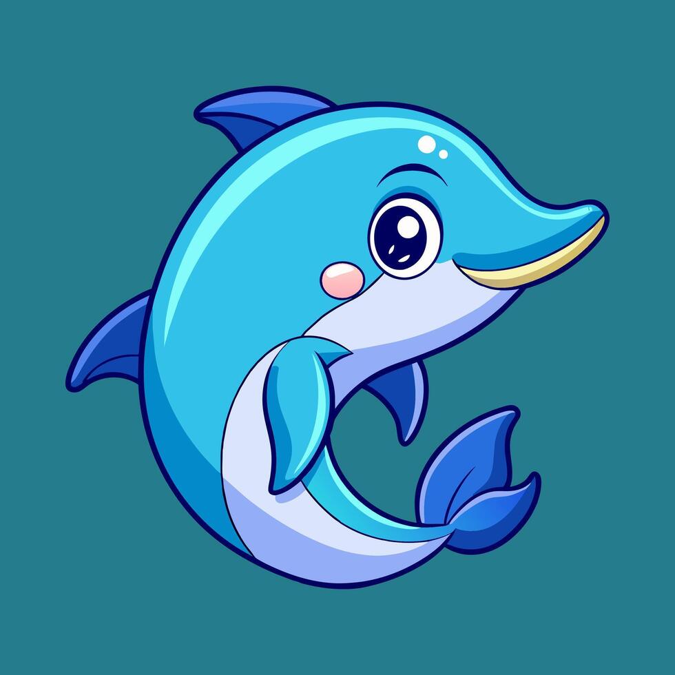 A cartoon dolphin with a smile on its face vector