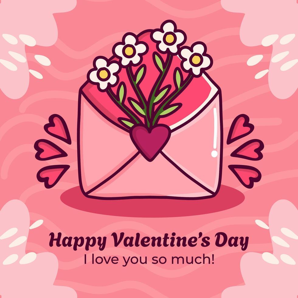 Hand-drawn Valentine's Day Cute Envelope Illustration vector