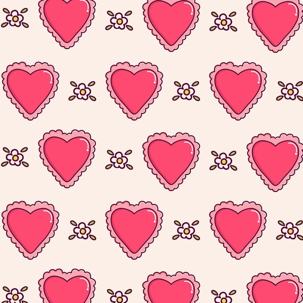 Hand-drawn Valentine's Day Cute Heart Pattern vector