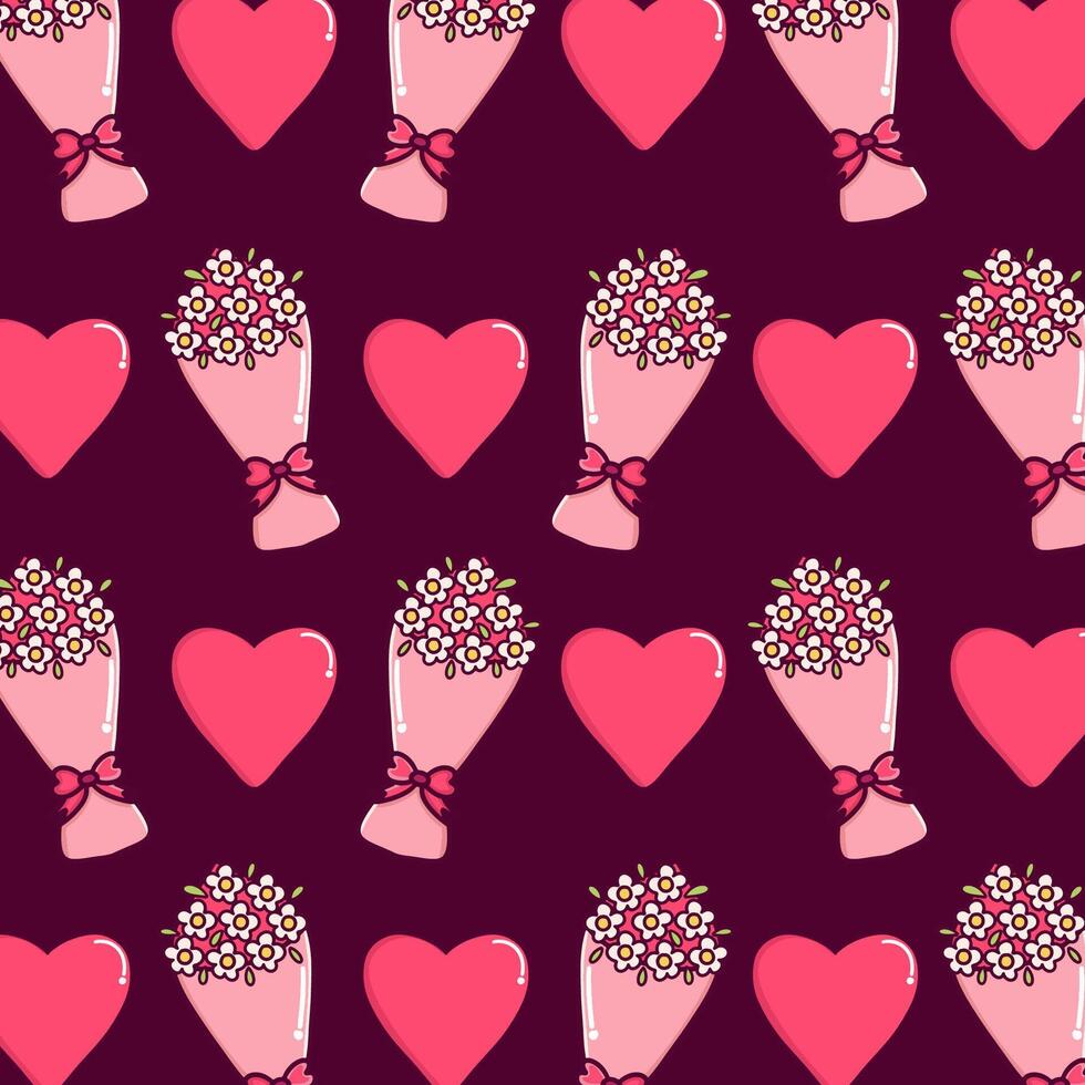 Hand-drawn Valentine's Day Cute Heart Pattern vector