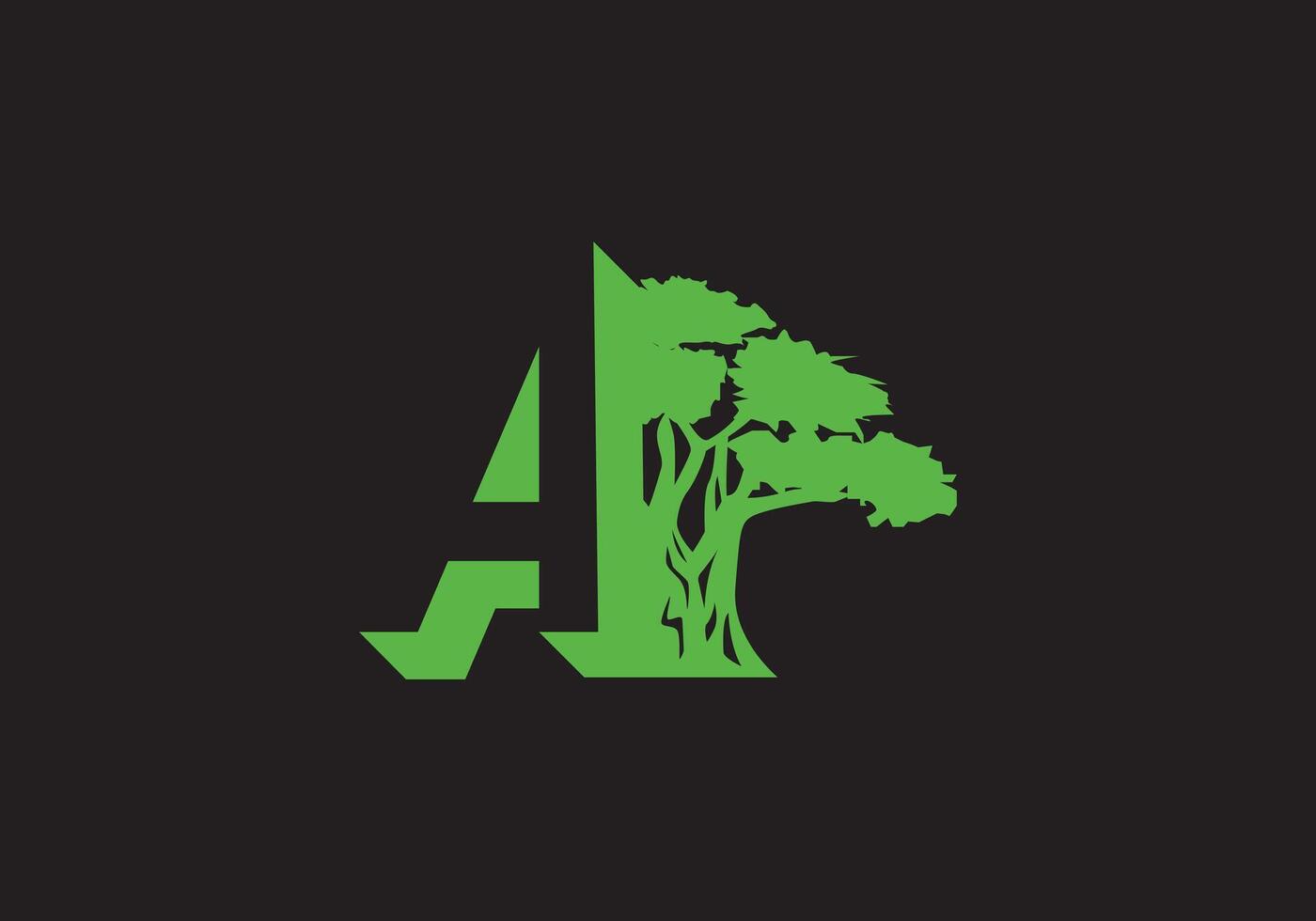 Letter A Tree Logo ,Tree logos, Lettering, Typographic logo, tree and A logo, leaf and alphabet logo. vector