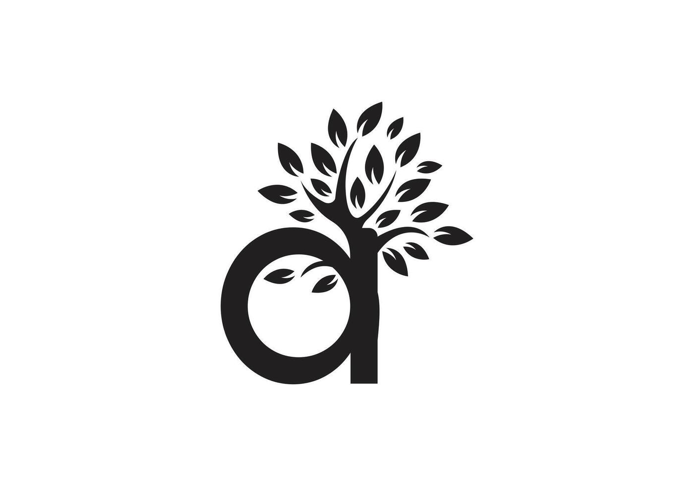 letra un y árbol logo vector