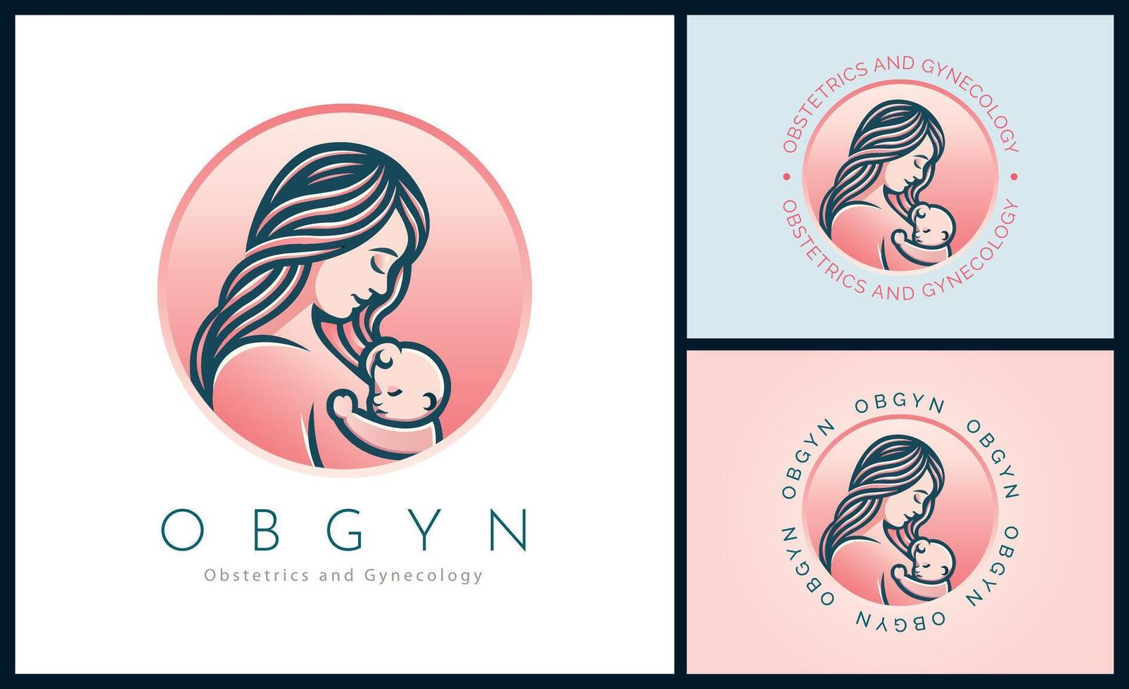 Obgyn obstetricia y ginecología clínica diseño de plantilla de logotipo de embarazo de mamá y bebé para marca o empresa y otros vector