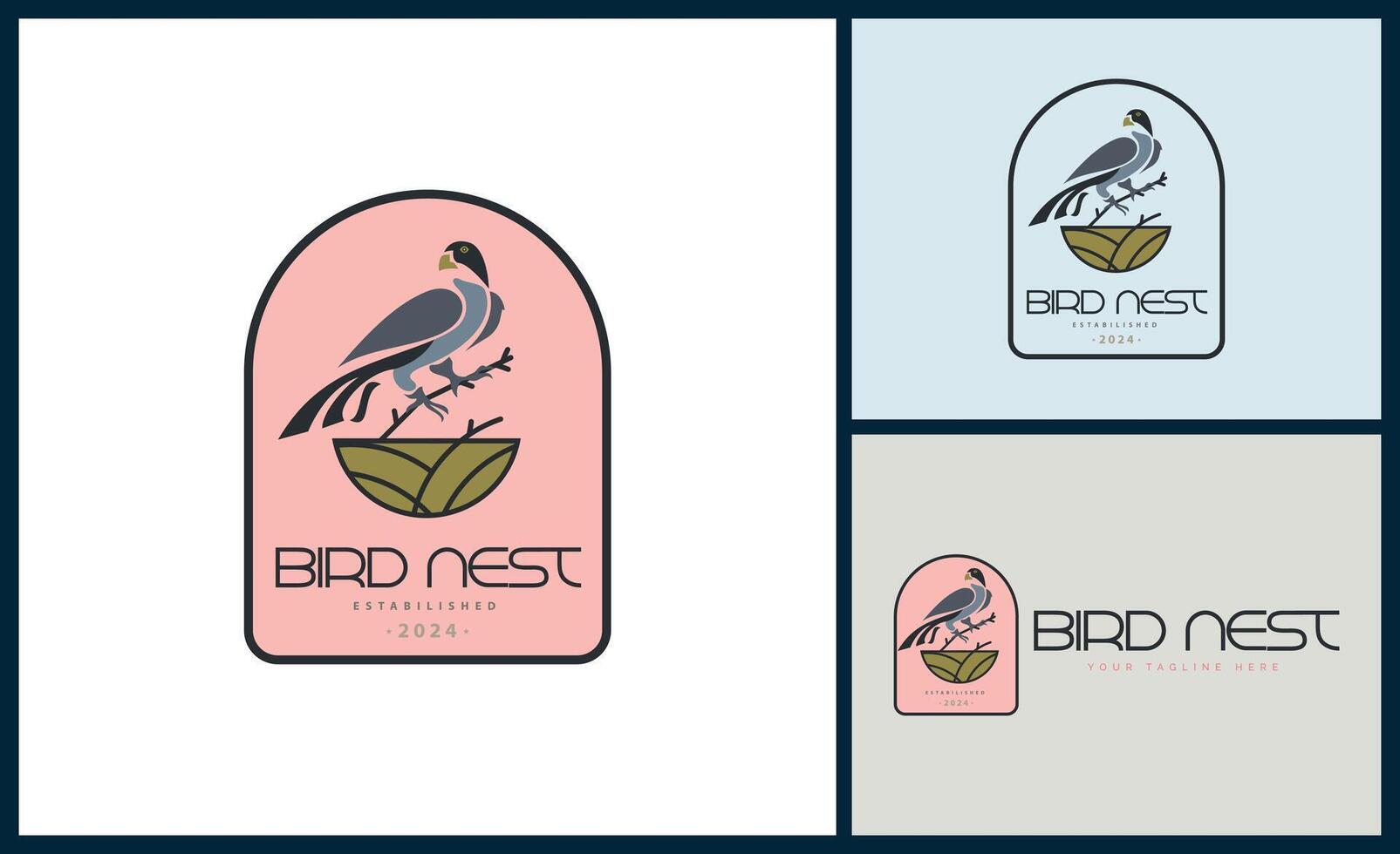 bird nest logo template design for brand or company and other vector