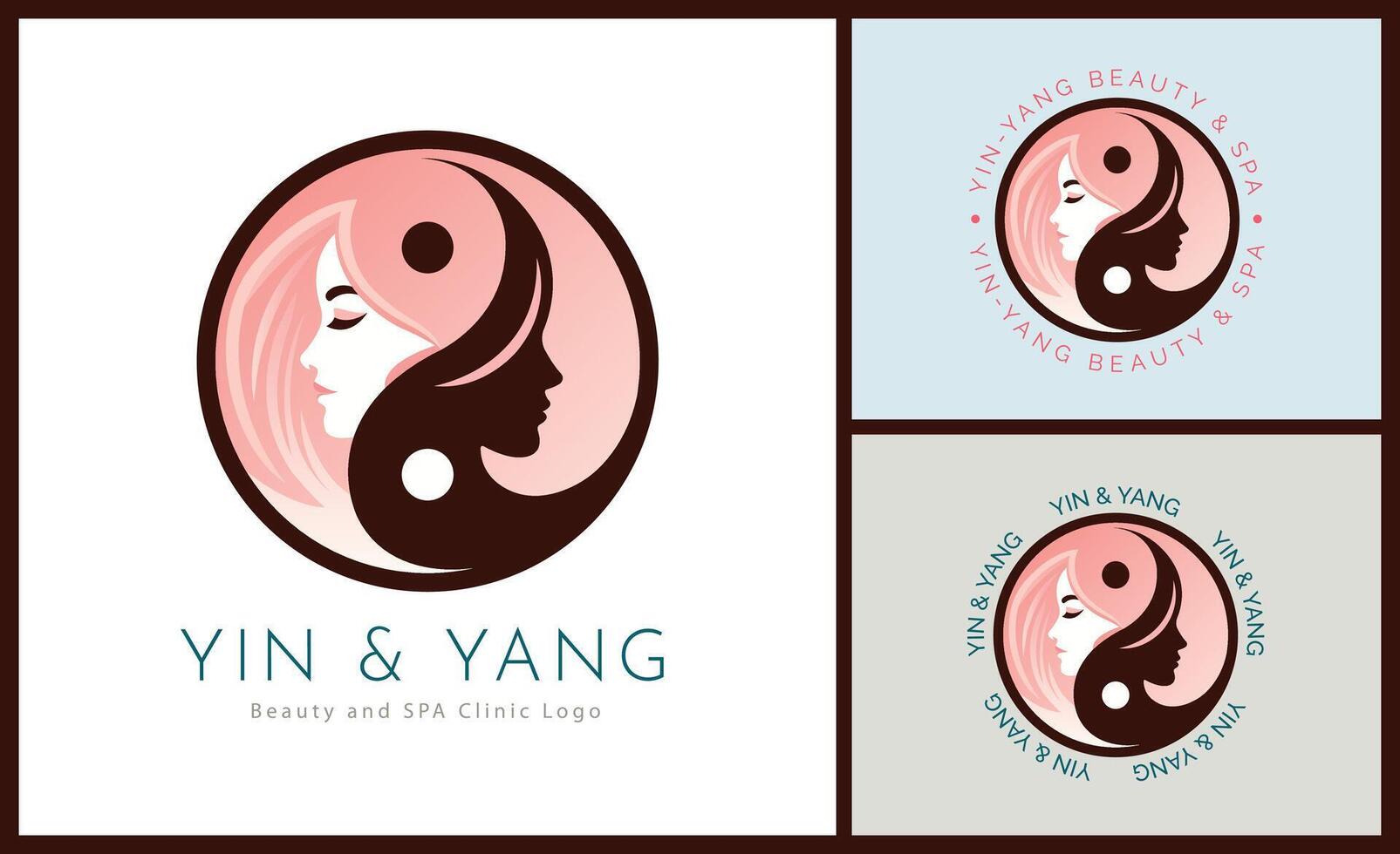 Yin and Yang woman face beauty aesthetics luxury salon spa logo template design for brand or company vector
