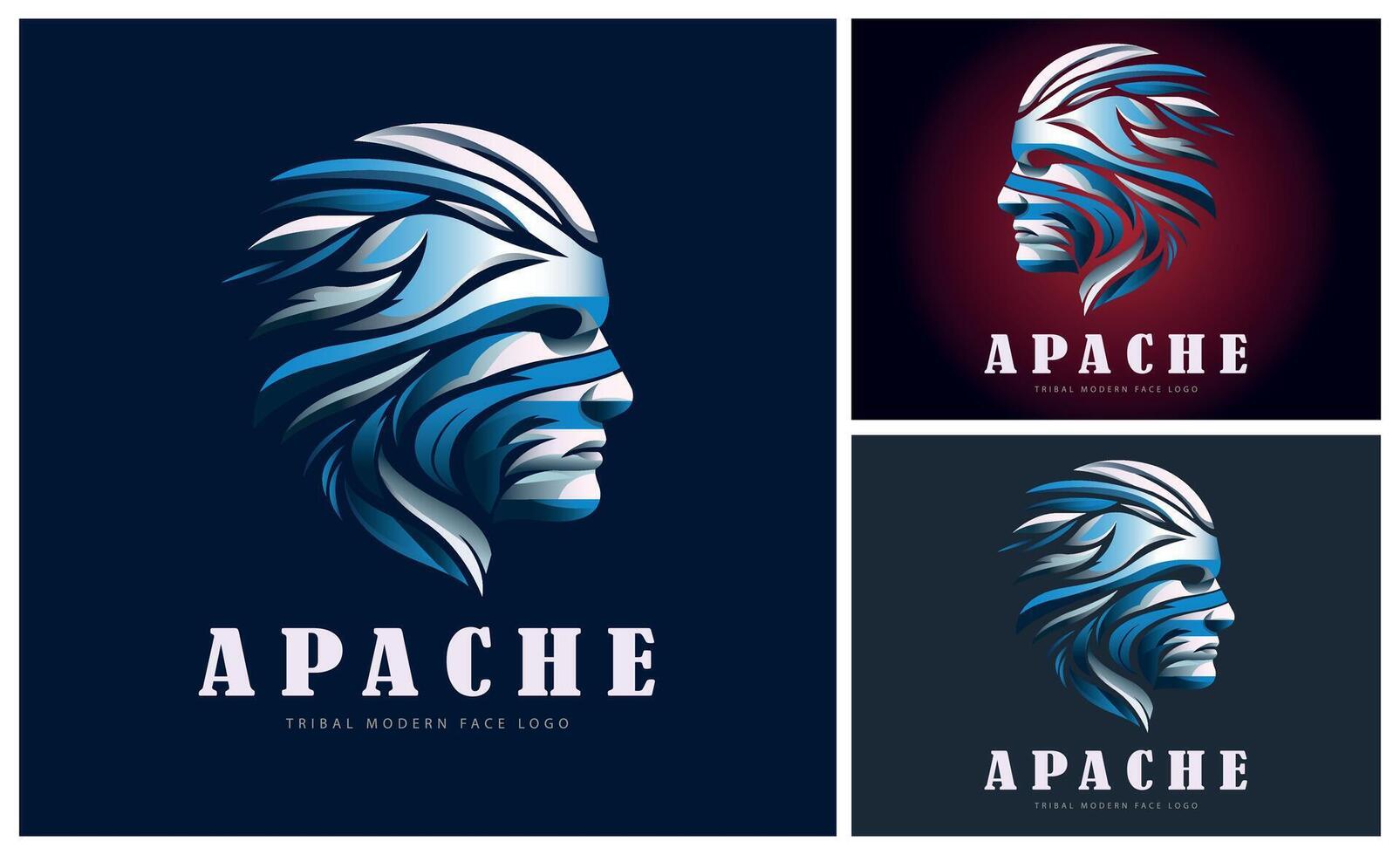 apache indio cabeza cara tribus moderno logo modelo diseño para marca o empresa y otros vector