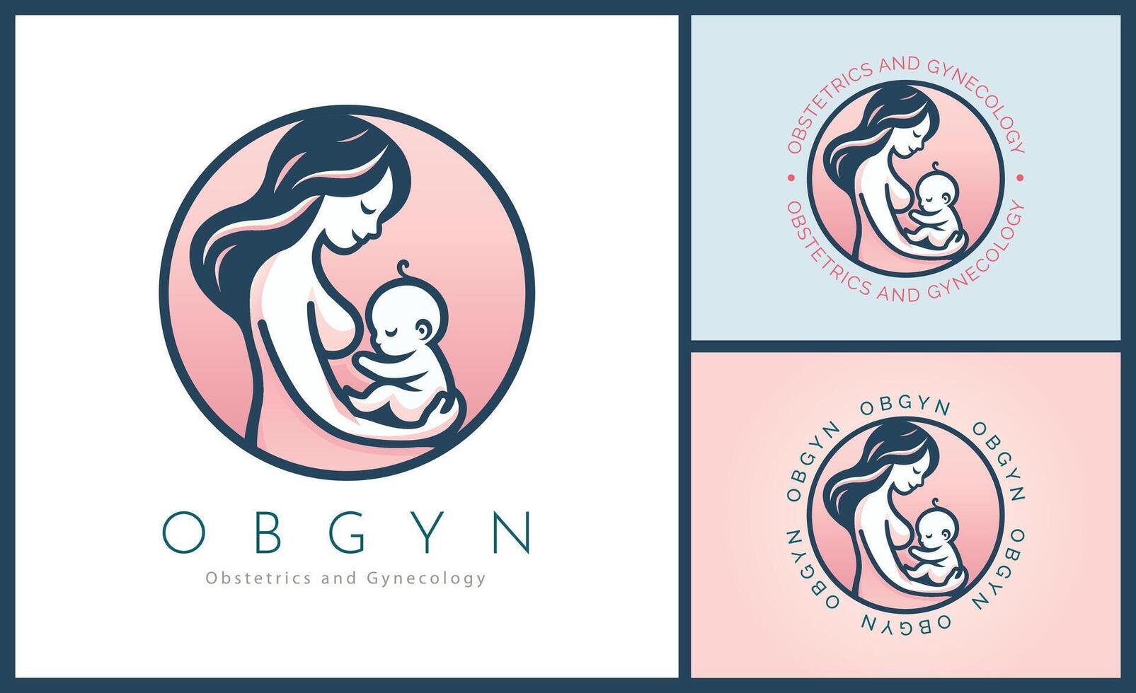 Obgyn obstetricia y ginecología clínica diseño de plantilla de logotipo de embarazo de mamá y bebé para marca o empresa y otros vector