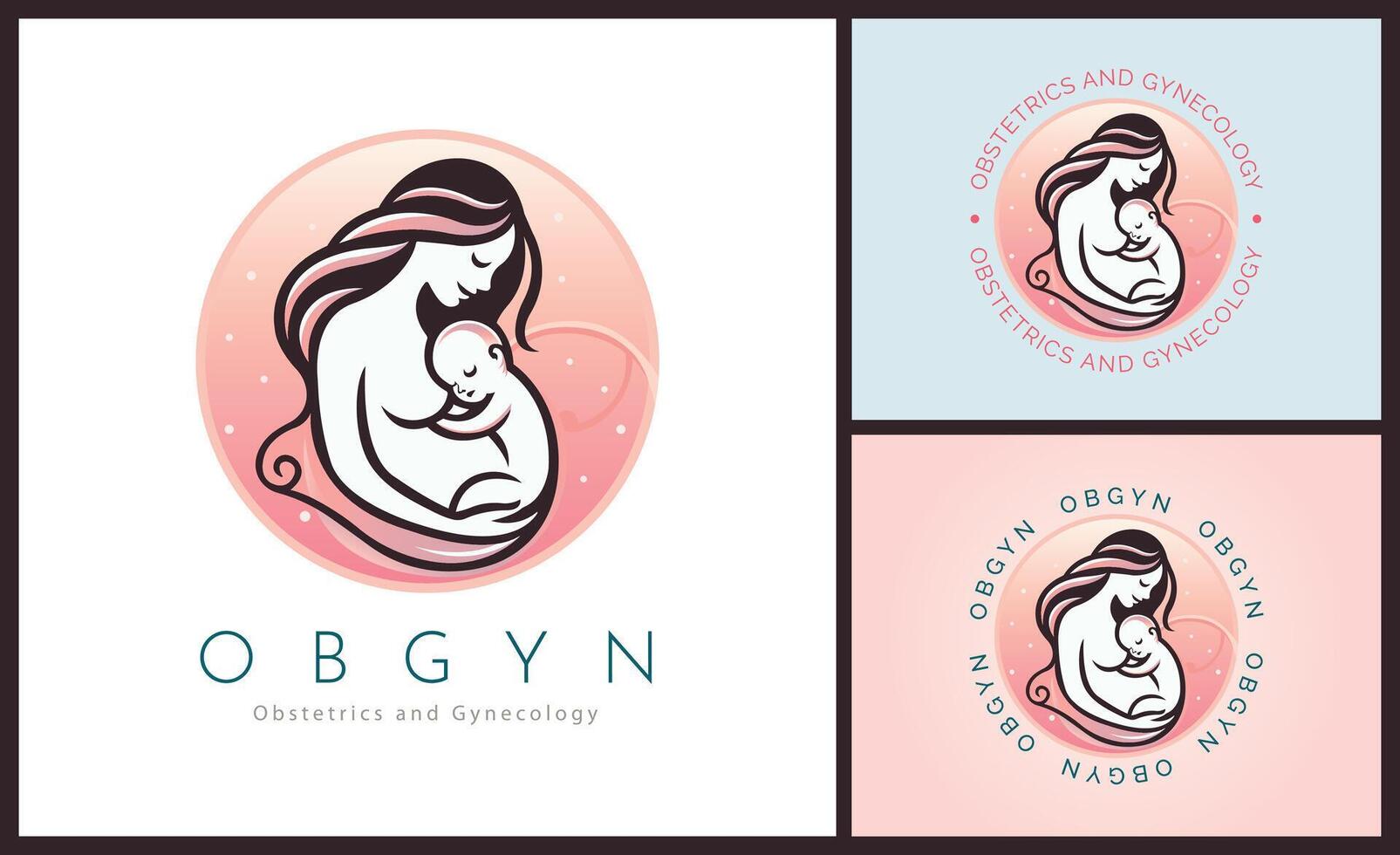 OBGYN obstetrics and gynecology clinic mom and baby pregnancy logo template design for brand or company and other vector