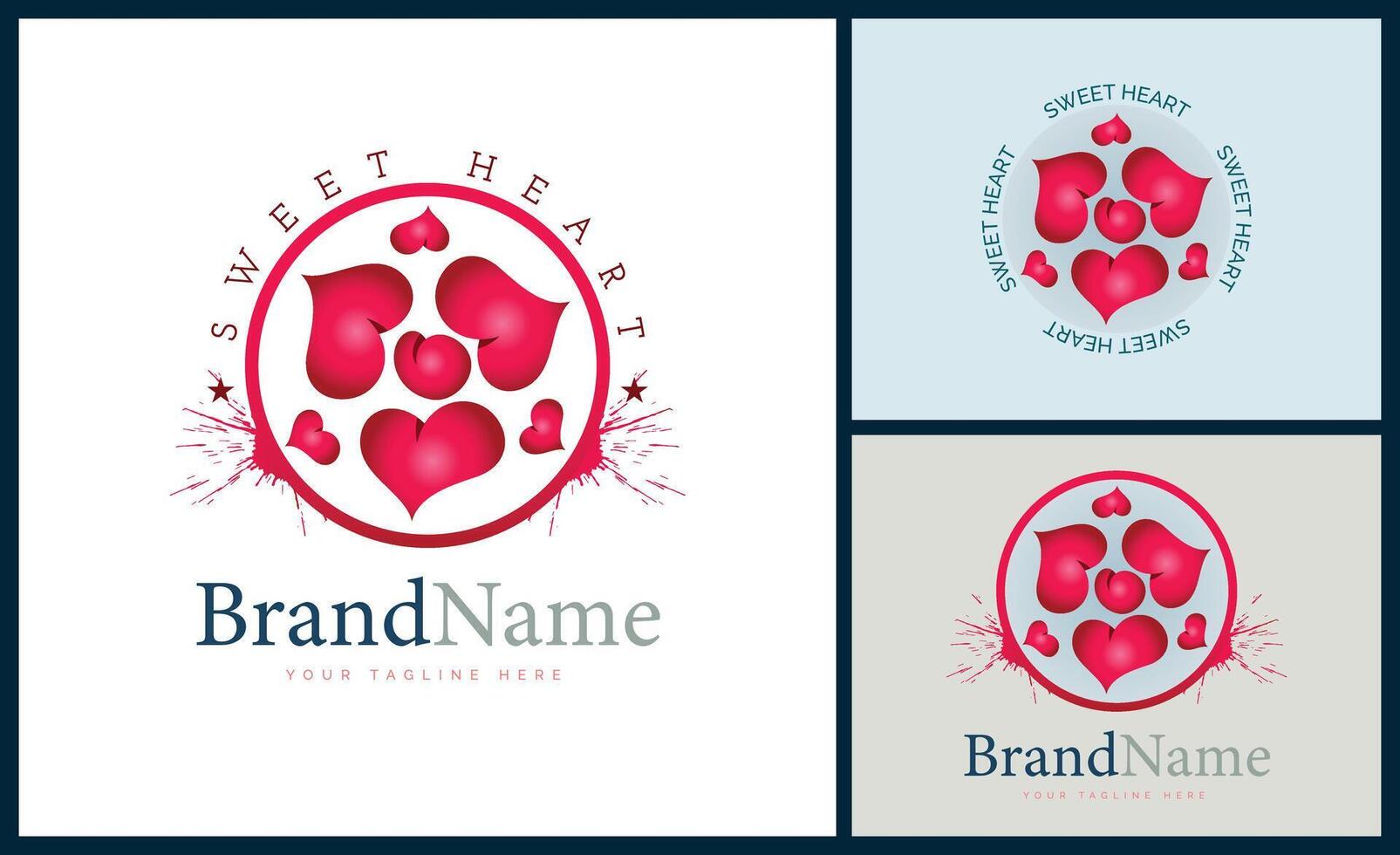 Sweet love heart beauty logo template design for brand or company and other vector