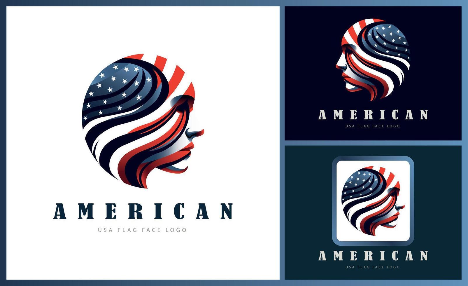 American neutral face head flag modern logo template design for brand or company and others vector