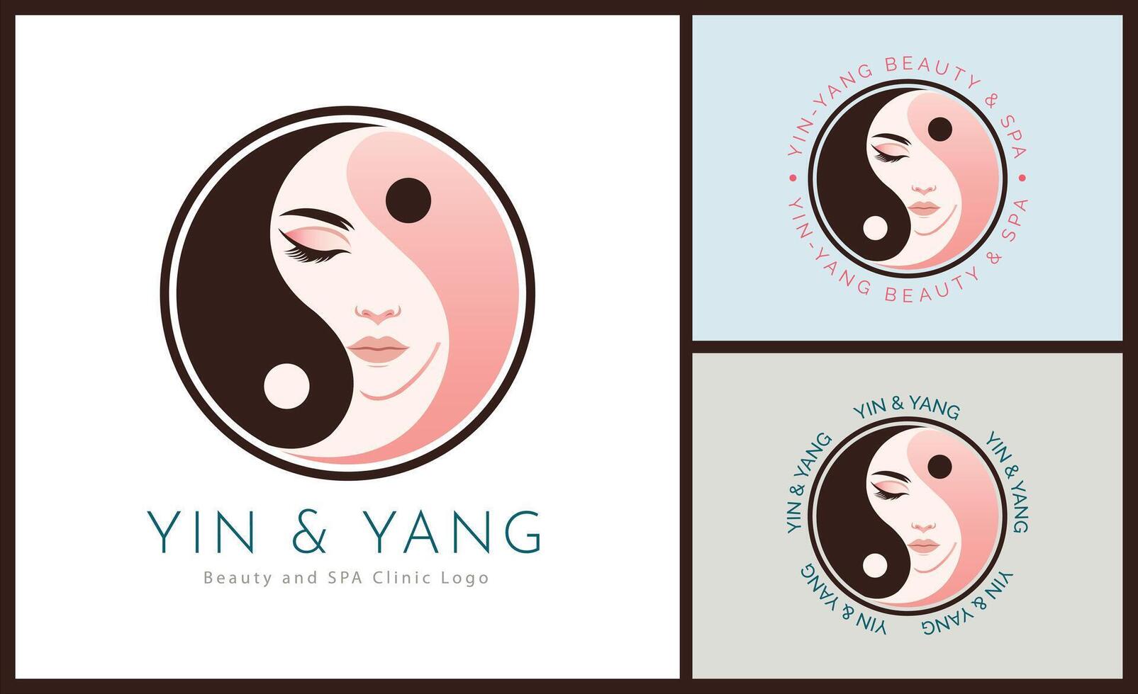 Yin and Yang woman face beauty aesthetics luxury salon spa logo template design for brand or company vector