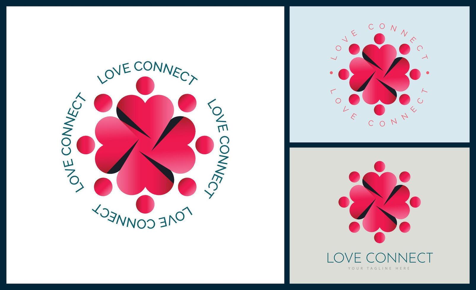 amor corazón conexión equipo trabajo belleza logo modelo diseño para marca o empresa y otro vector