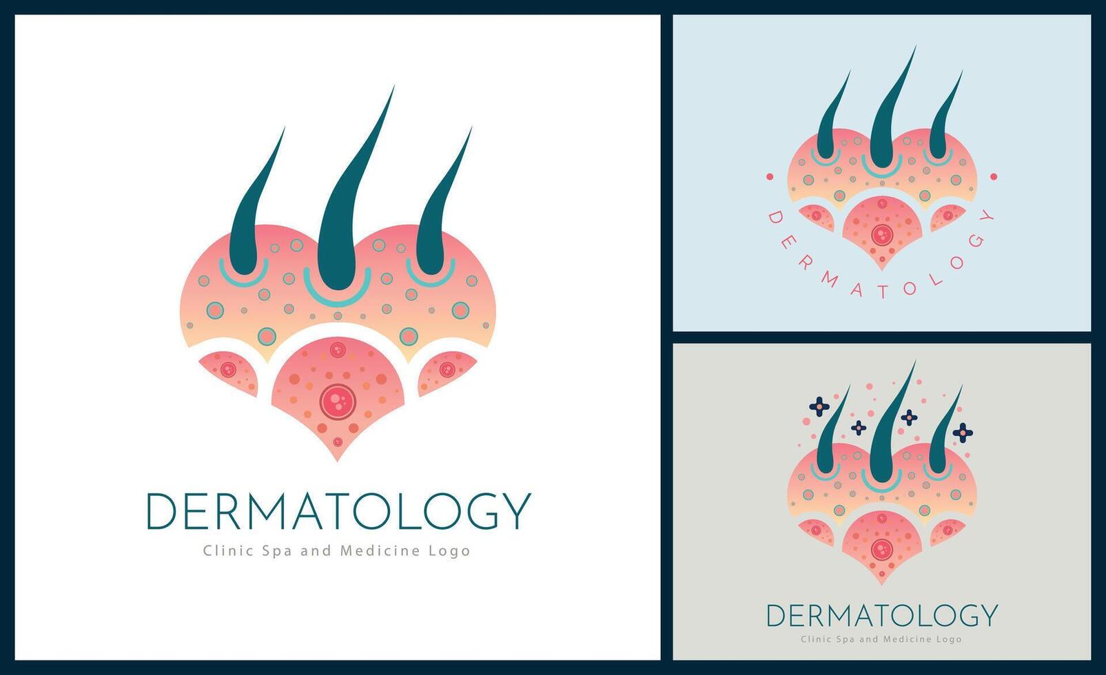 Dermatology skin care clinic and medicine love heart logo template design for brand or company and other vector