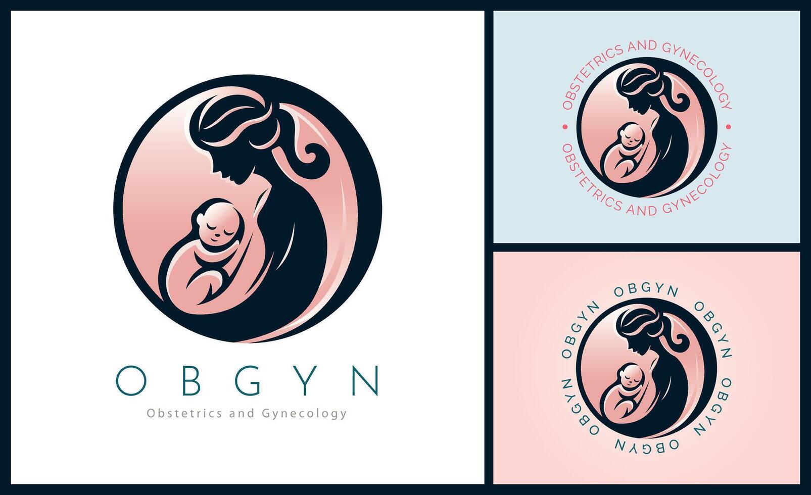 Obgyn obstetricia y ginecología clínica diseño de plantilla de logotipo de embarazo de mamá y bebé para marca o empresa y otros vector