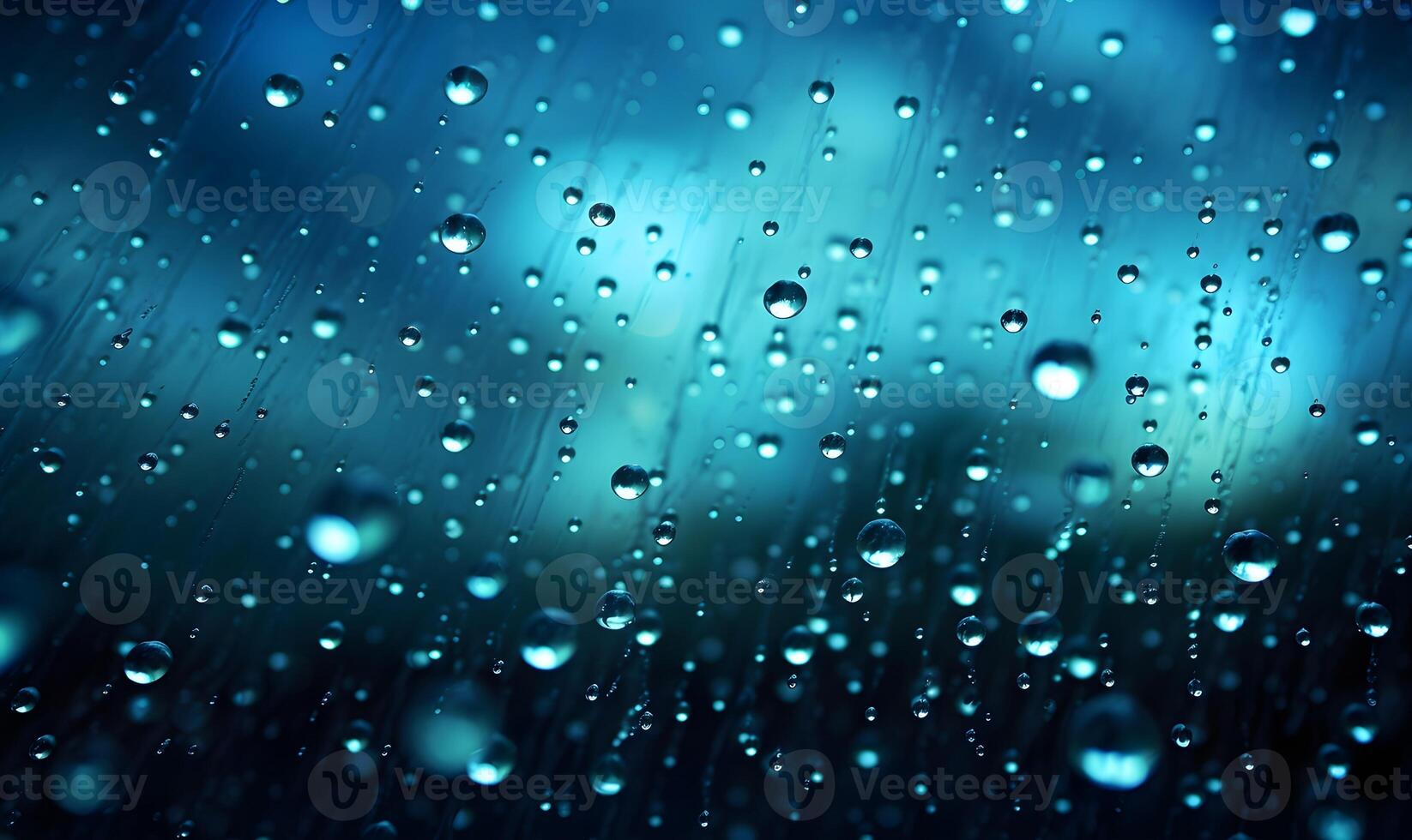 AI generated Rain drops on a bokeh background photo