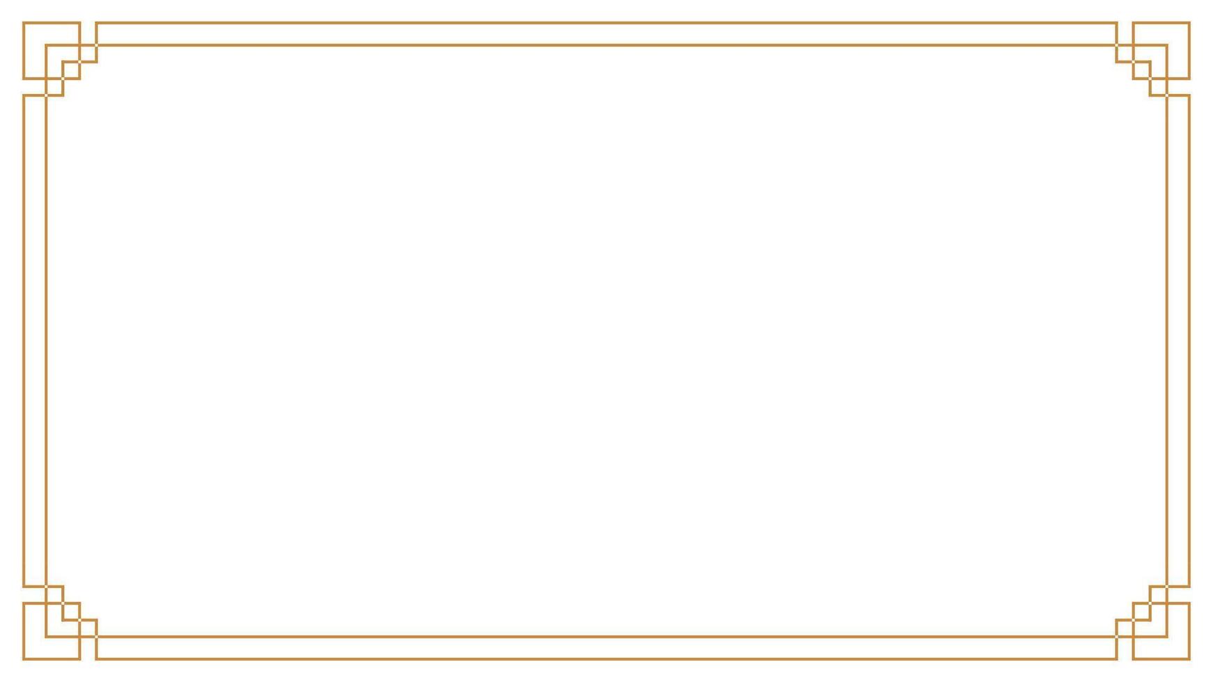 Elegant golden art deco frame with geometric corners and a minimalist design, suitable for modern certificates or stylish backgrounds vector