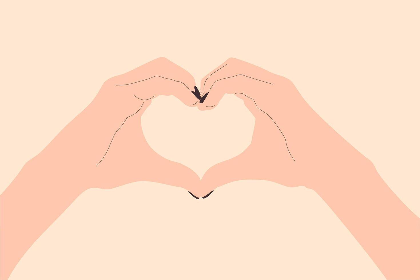 hands making heart shape with fingers on beige background vector