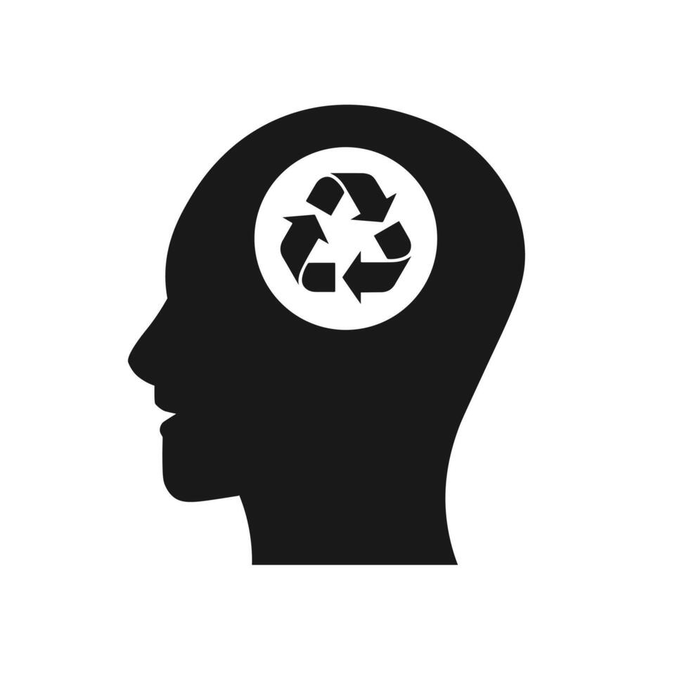 Thinking recycling head concept icon Free Vector