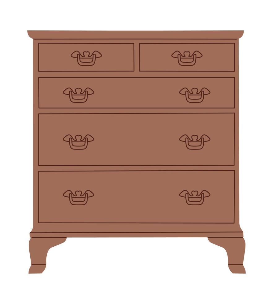 Image of a chest of drawers. Piece of furniture for storage. Furniture for bedroom, study, living room, bathroom vector