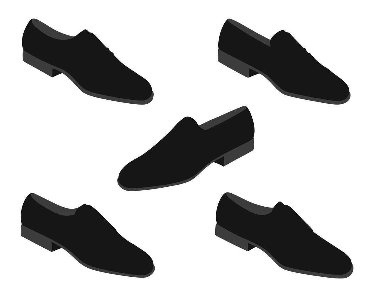 Black silhouette of mens low shoes, isolated vector