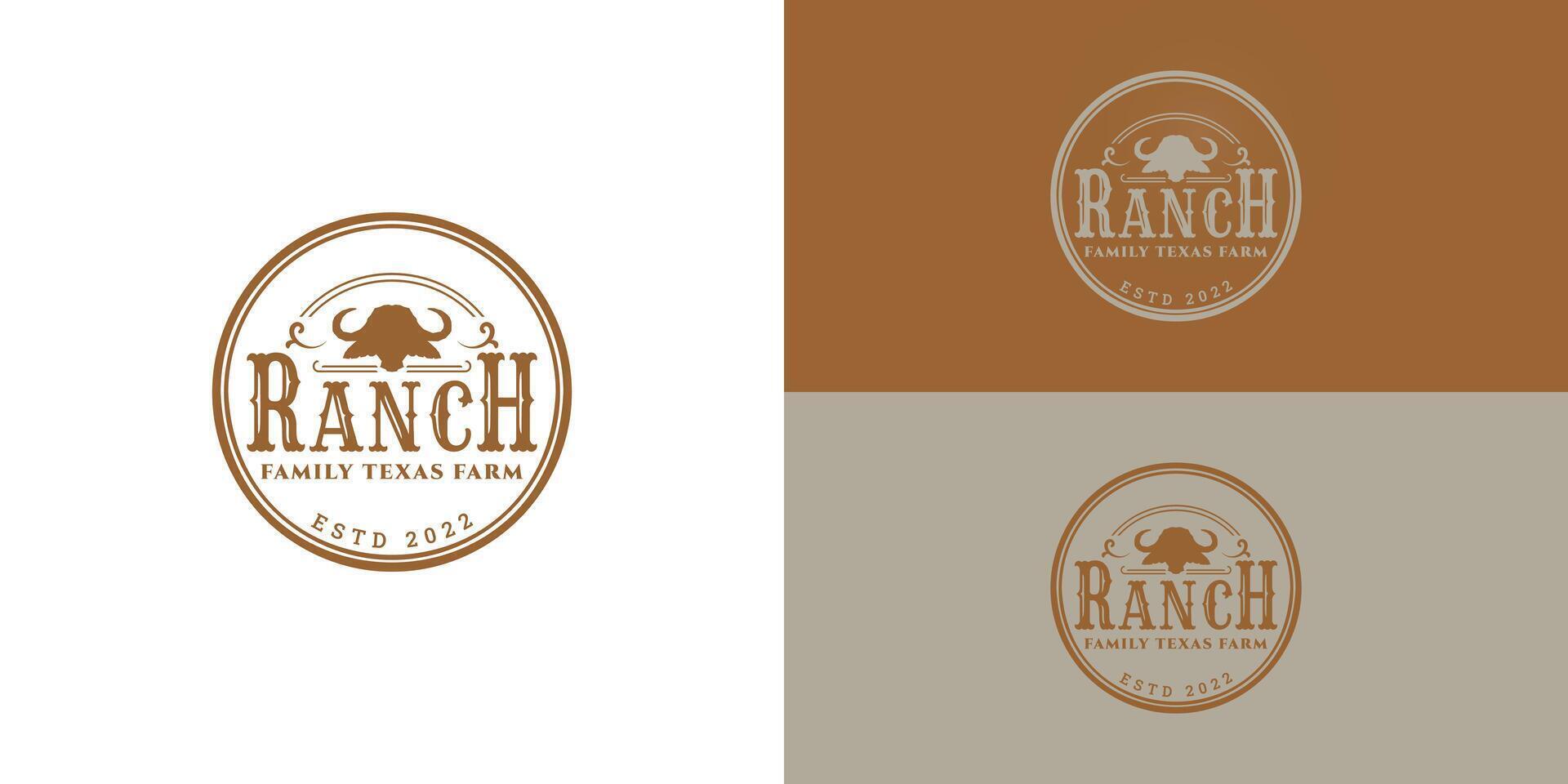 Abstract Cattle Ranch Farm ready made logo design in gold presented with multiple white and gold background colors. The logo is suitable for the Cattle Ranch Business Company logo design inspiration vector