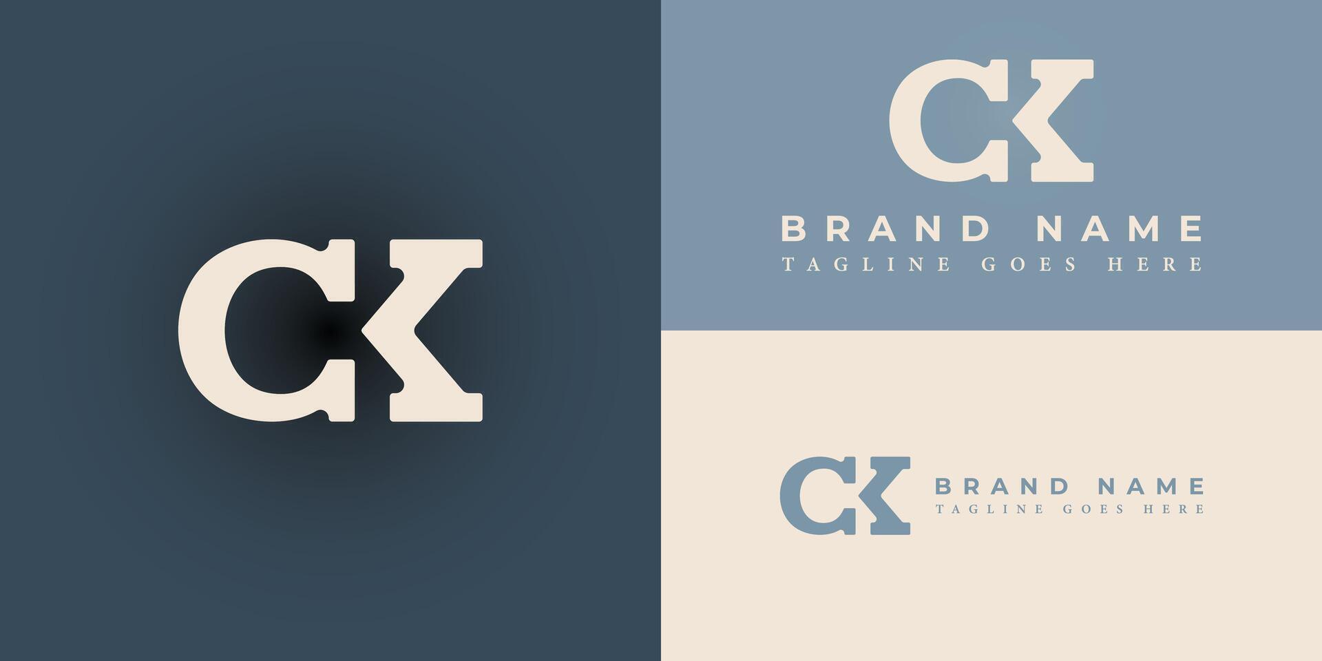 Abstract initial letter CK or KC logo in gold color isolated in blue background applied for business and consulting company logo design also suitable for the brand or company that has the same name. vector