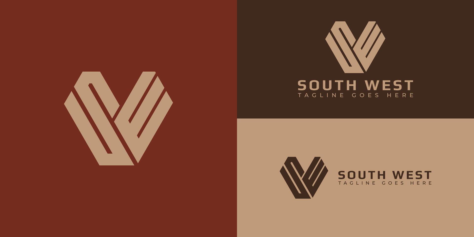 Abstract initial letter SW or WS logo in gold color isolated in multiple brown backgrounds applied for construction company logo also suitable for the brands or companies have initial name WS or SW. vector