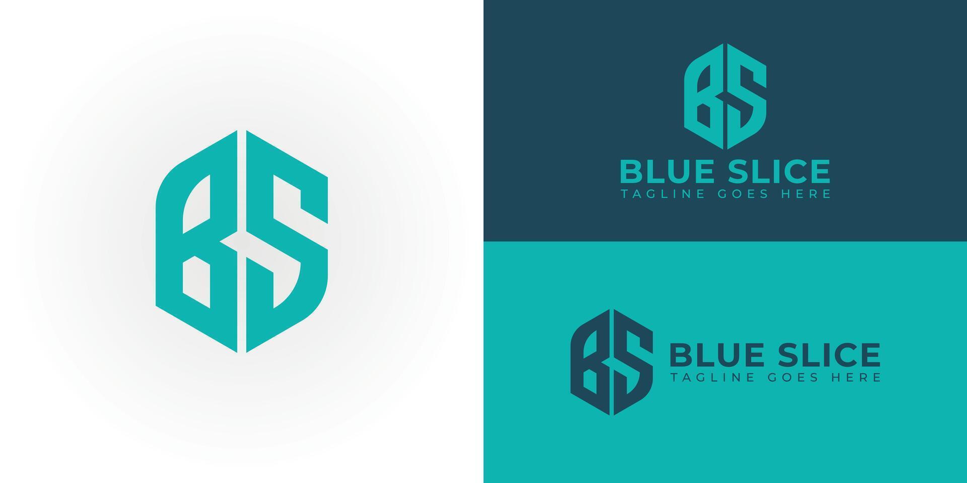 Abstract initial letter BS or SB logo in blue cyan color isolated in white and multiple blue backgrounds applied for phone app logo also suitable for the brands or companies have initial name SB or BS vector