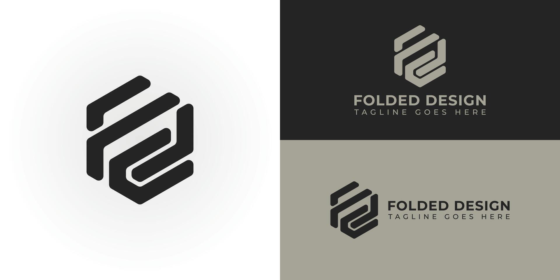 Abstract initial letter FD or DF logo in black color isolated in multiple black and white backgrounds. Initial letter FD logo icon template elements applied for construction company logo design style vector