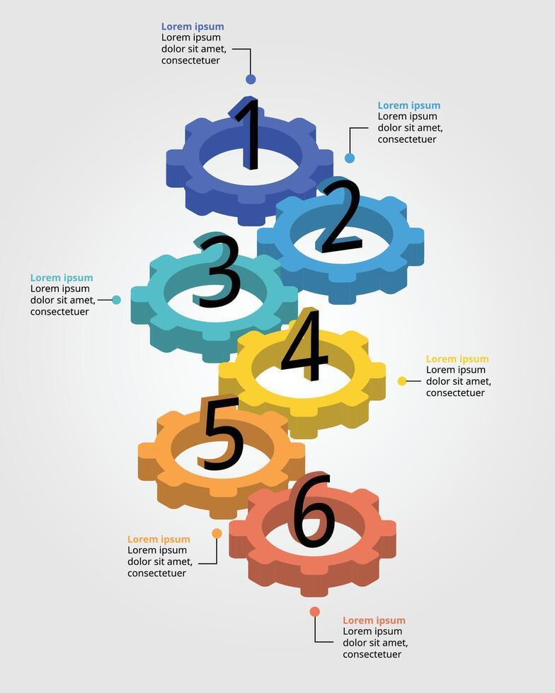 cog element for system template for infographic for presentation for 6 element vector