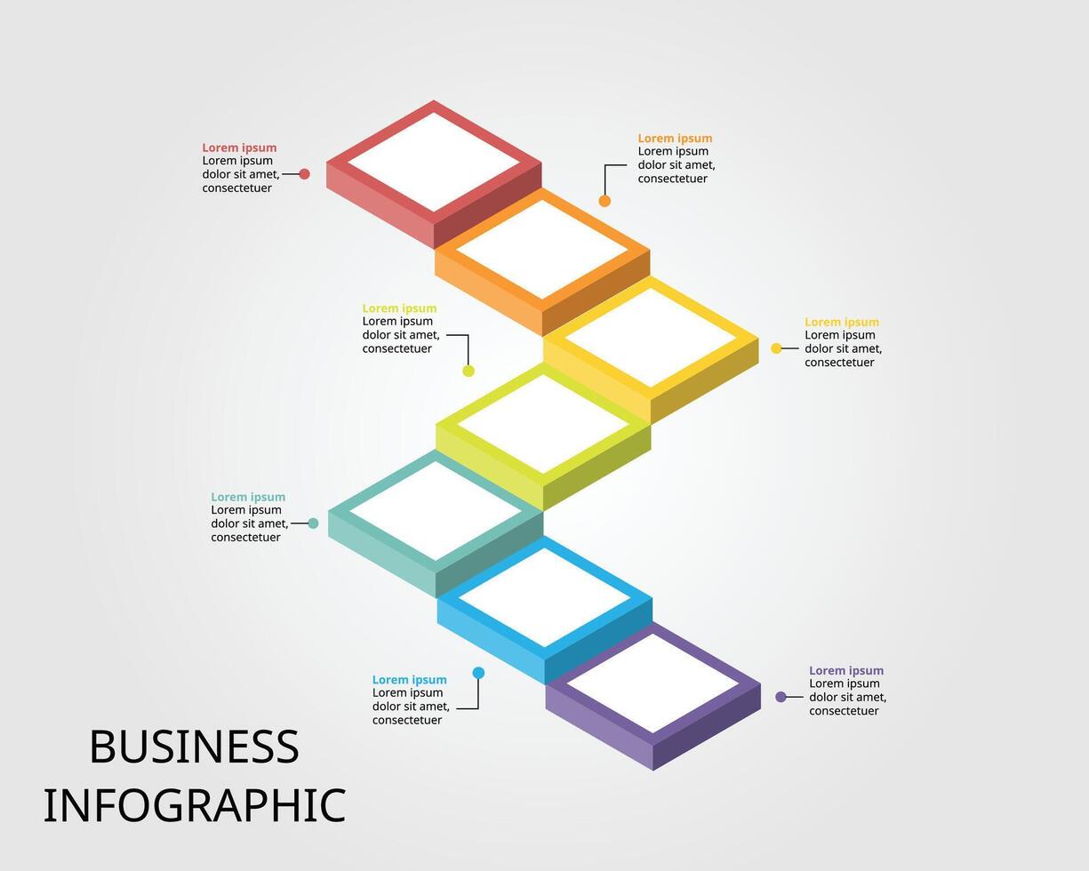 timeline ladder level for infographic presentation template with 7 element for banner vector