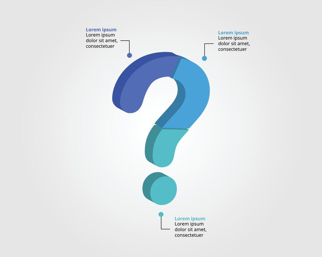question mark 3 step template for infographic for presentation for 3 element vector