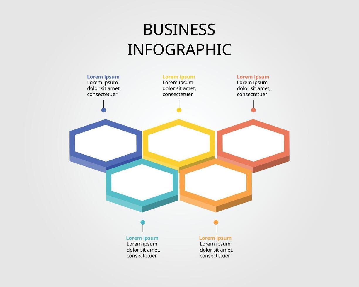 Hexagon step template for infographic for presentation for 5 element vector