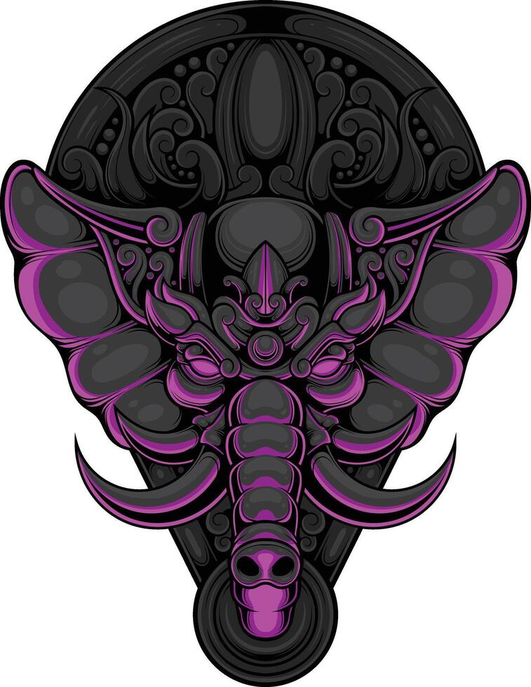 vector ilustración de elefante ornamento