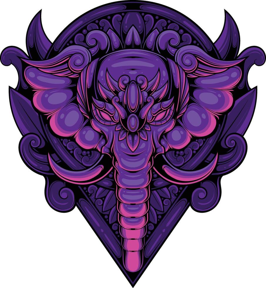 vector ilustración de elefante ornamento