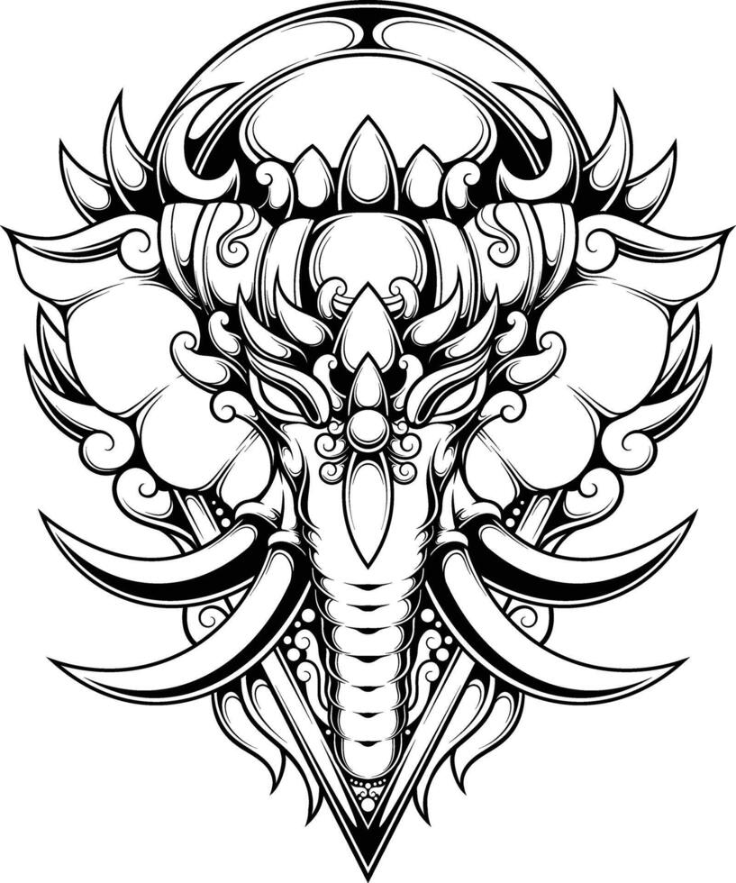 Vector illustration of elephant ornament