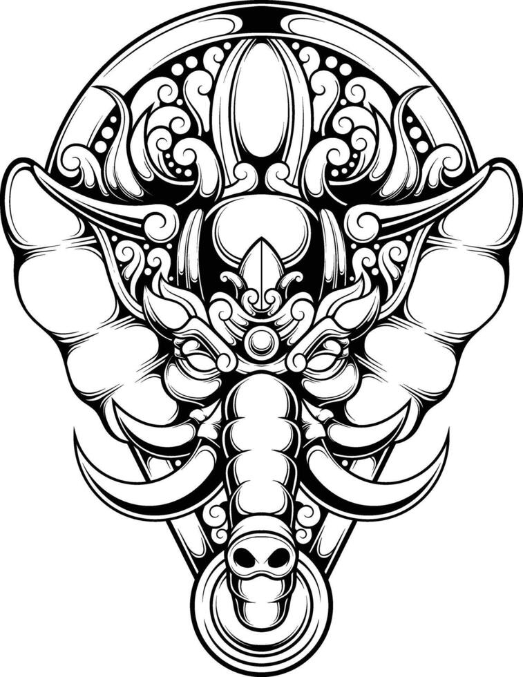 Vector illustration of elephant ornament