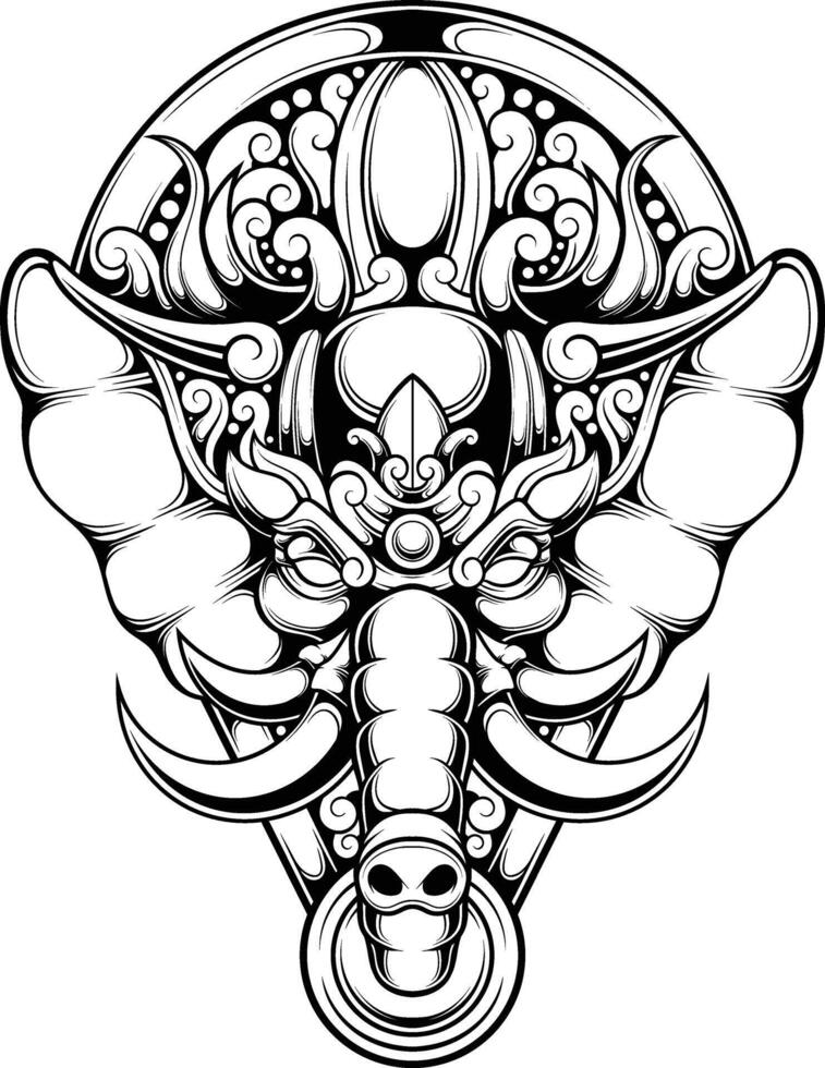 vector ilustración de elefante ornamento