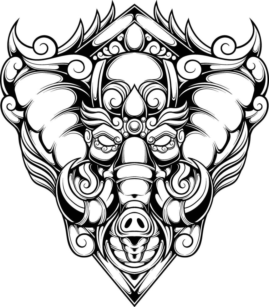 Vector illustration of elephant ornament