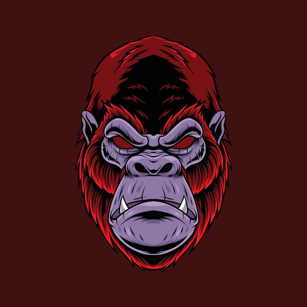 Vector illustration of gorilla head with samurai helmet