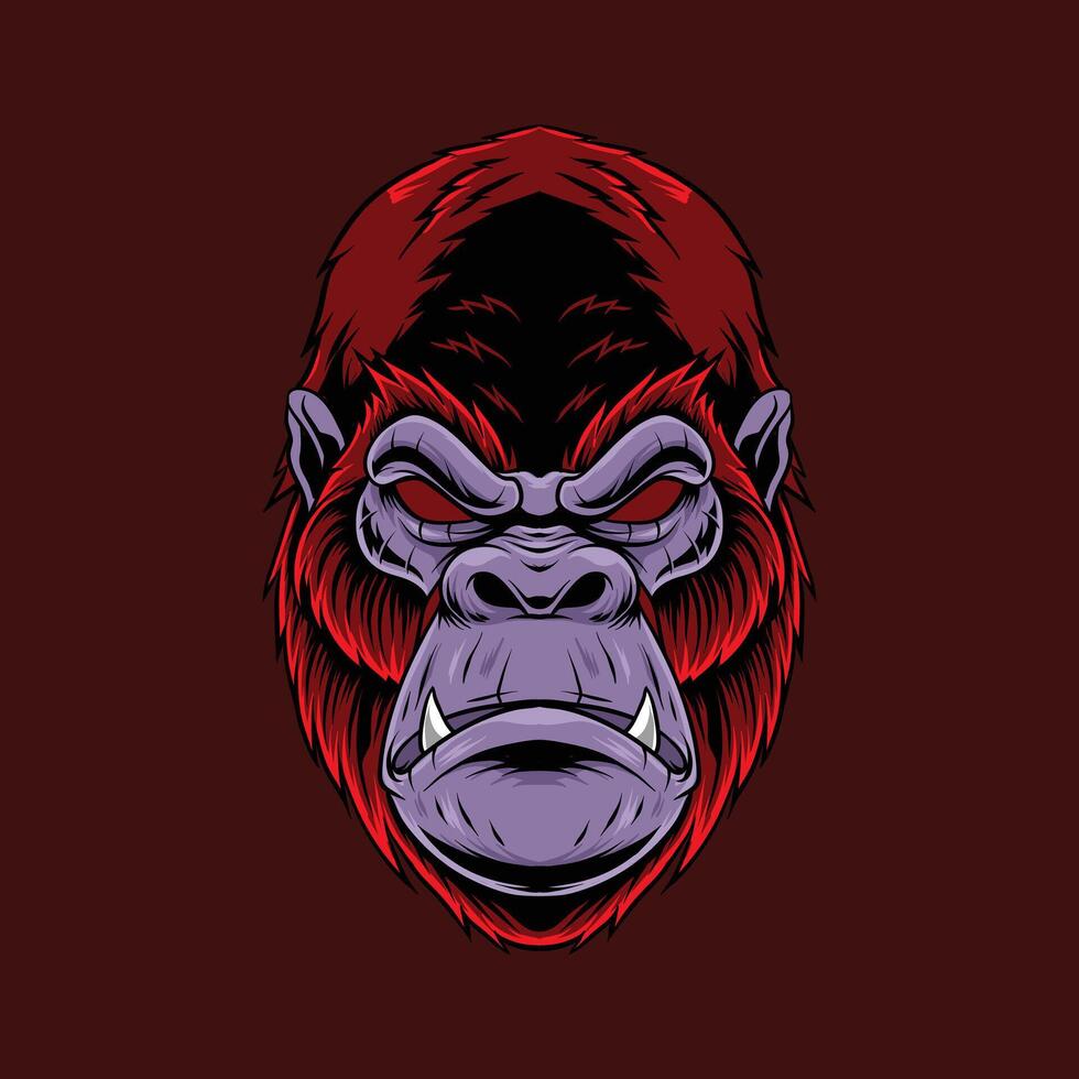 Vector illustration of gorilla head with samurai helmet