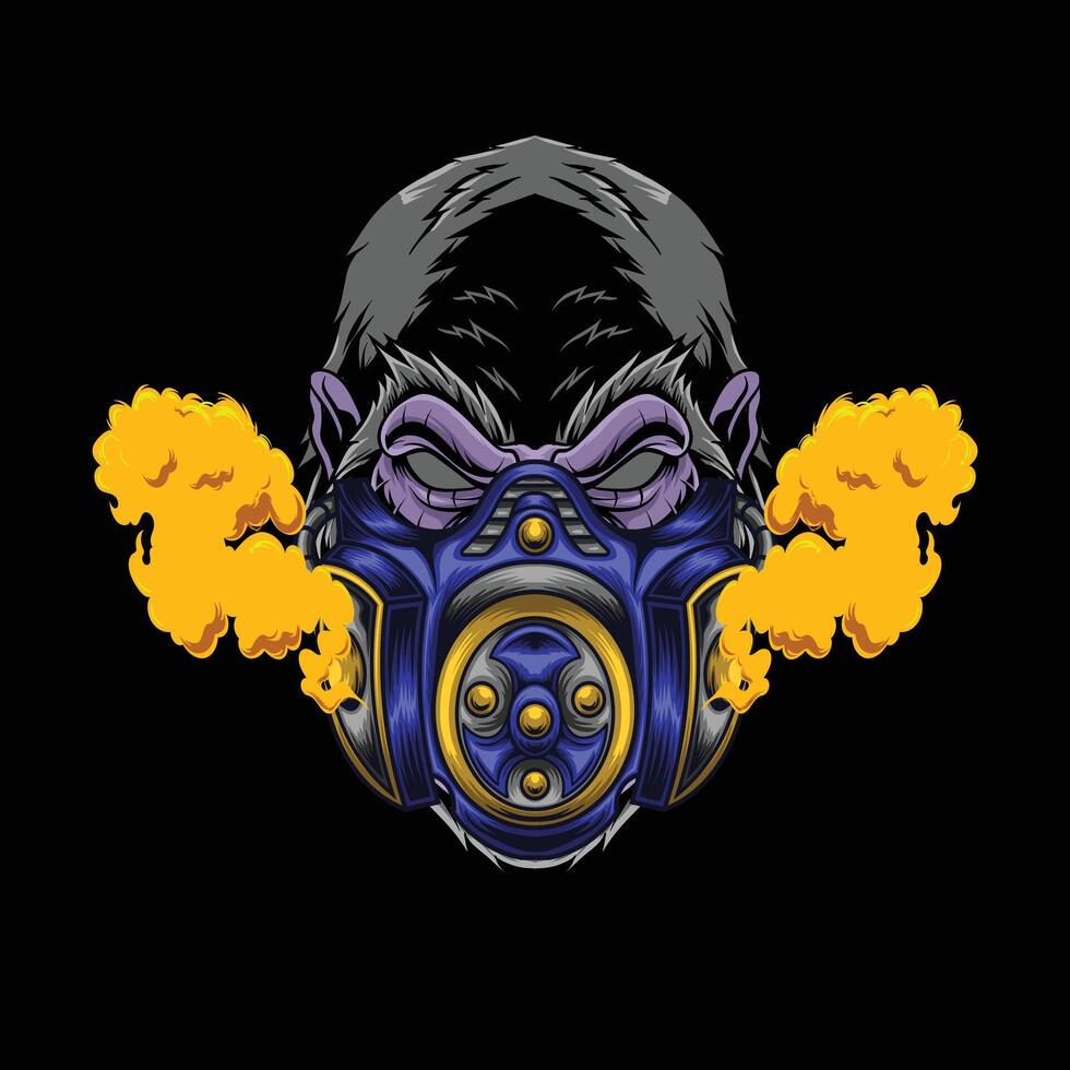vector ilustración de gorila vistiendo gas máscara
