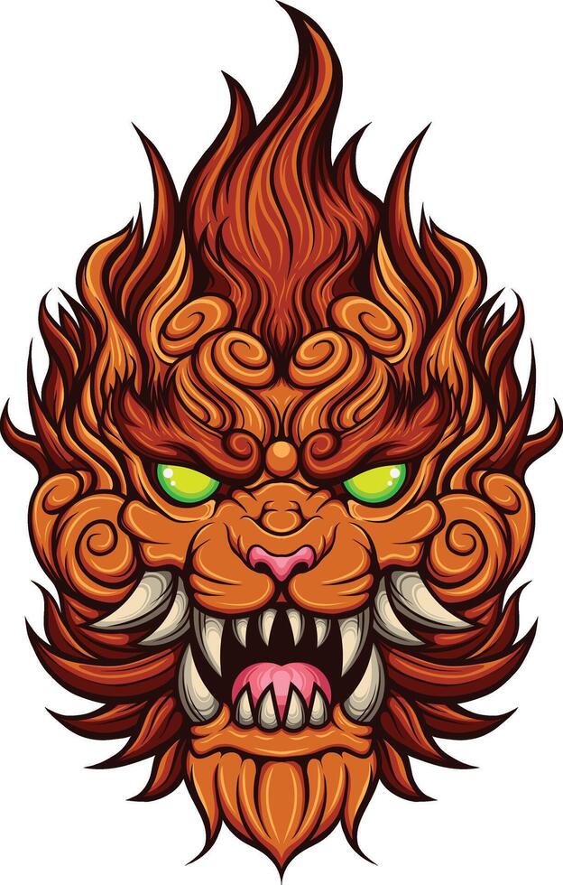 vector illustration of Japanese Lion