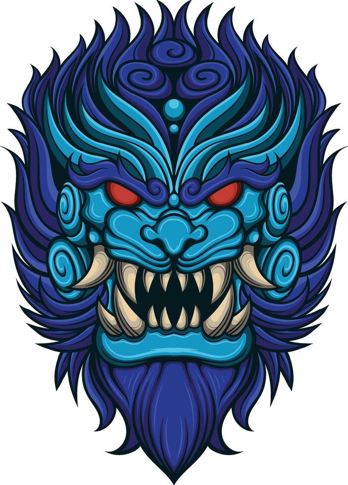vector illustration of japanese lion mythology