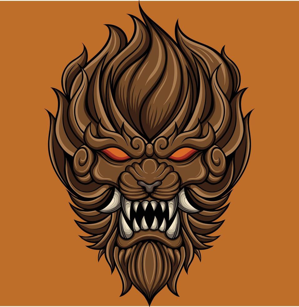 vector illustration of japanese lion mythology