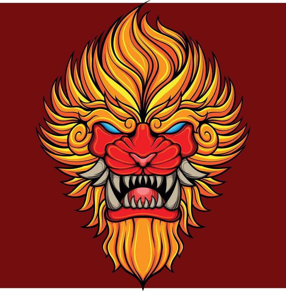 vector illustration of japanese lion mythology