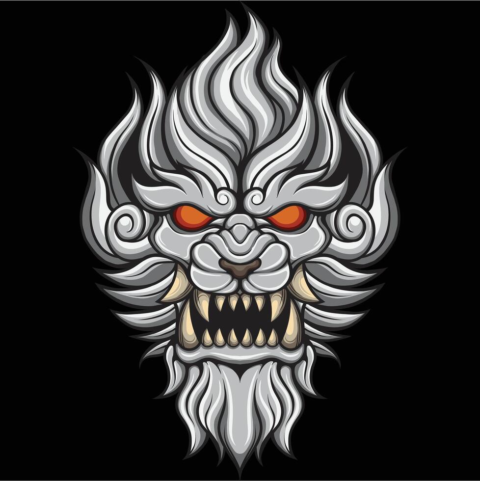 vector illustration of japanese lion mythology