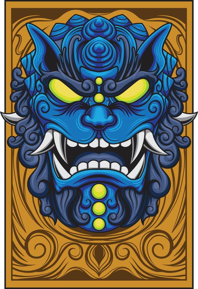vector illustration of japanese guardian dog Komainu