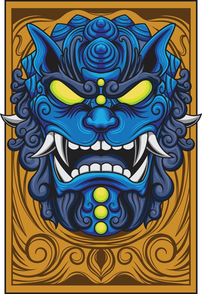 vector illustration of japanese guardian dog Komainu