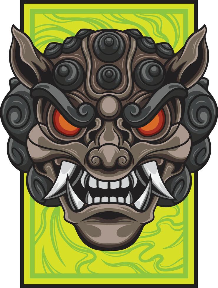 vector illustration of japanese guardian dog Komainu